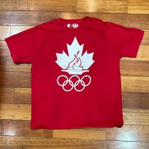 Hudson's Bay Team Canada Men's L Red Short Sleeve Official Olympic Shirt